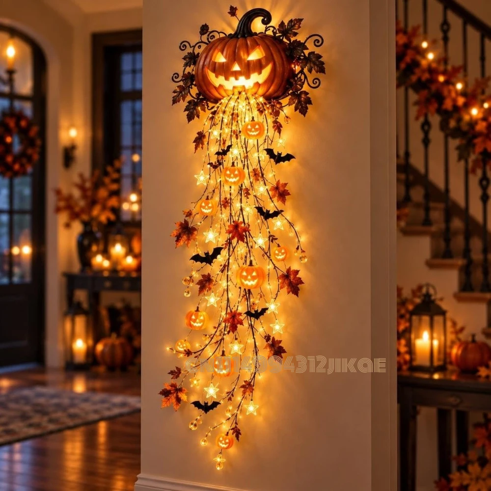 Halloween Led String Lights Orange - Colección de luces de pared en