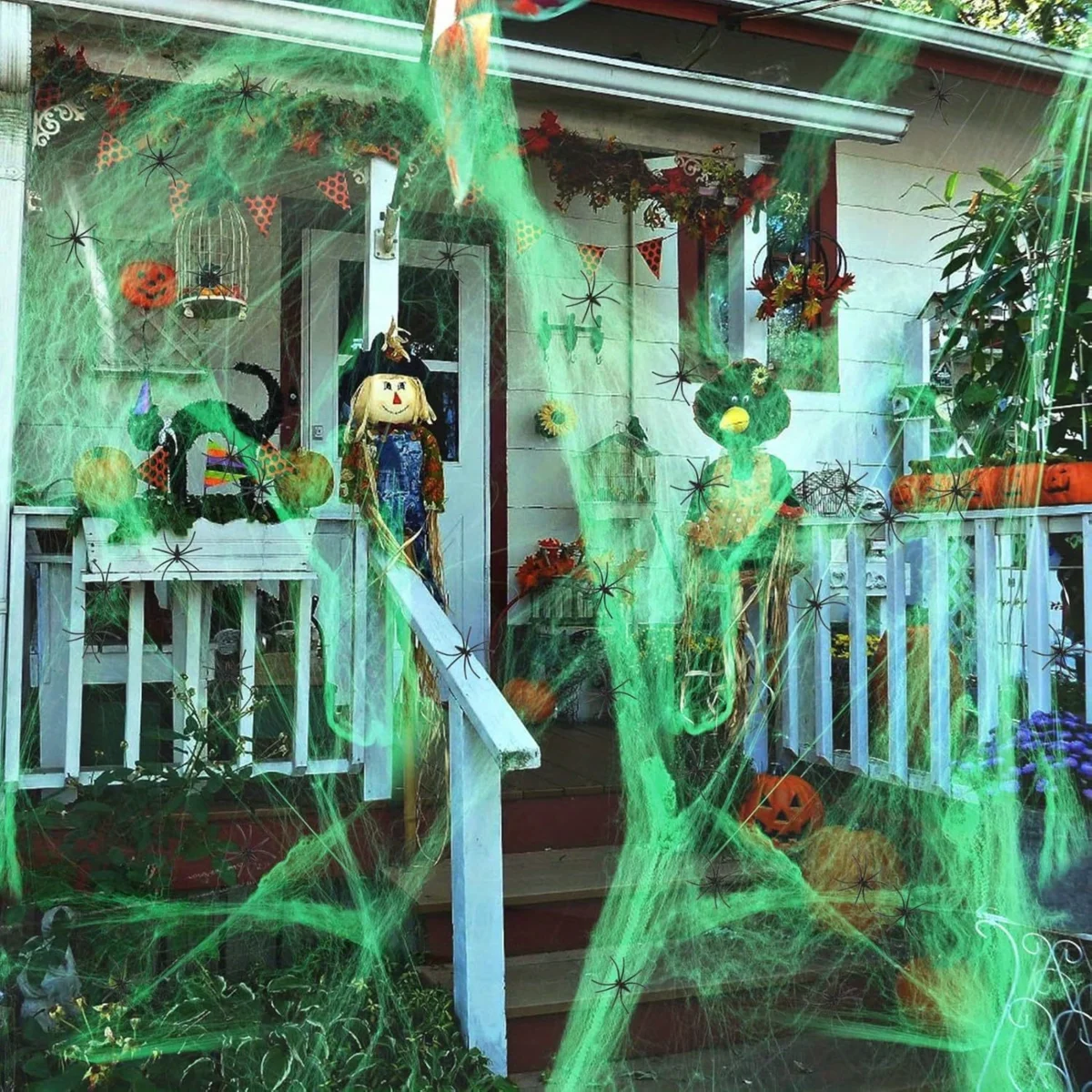 Spider Web Halloween Decoration - 1-20PCS Decoración de Halloween, Telaraña Elástica