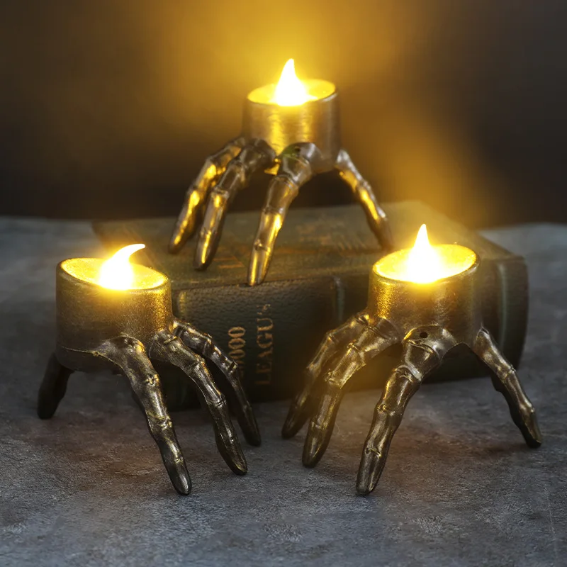Halloween Skeleton Decoration - Linterna LED tipo vela con calavera