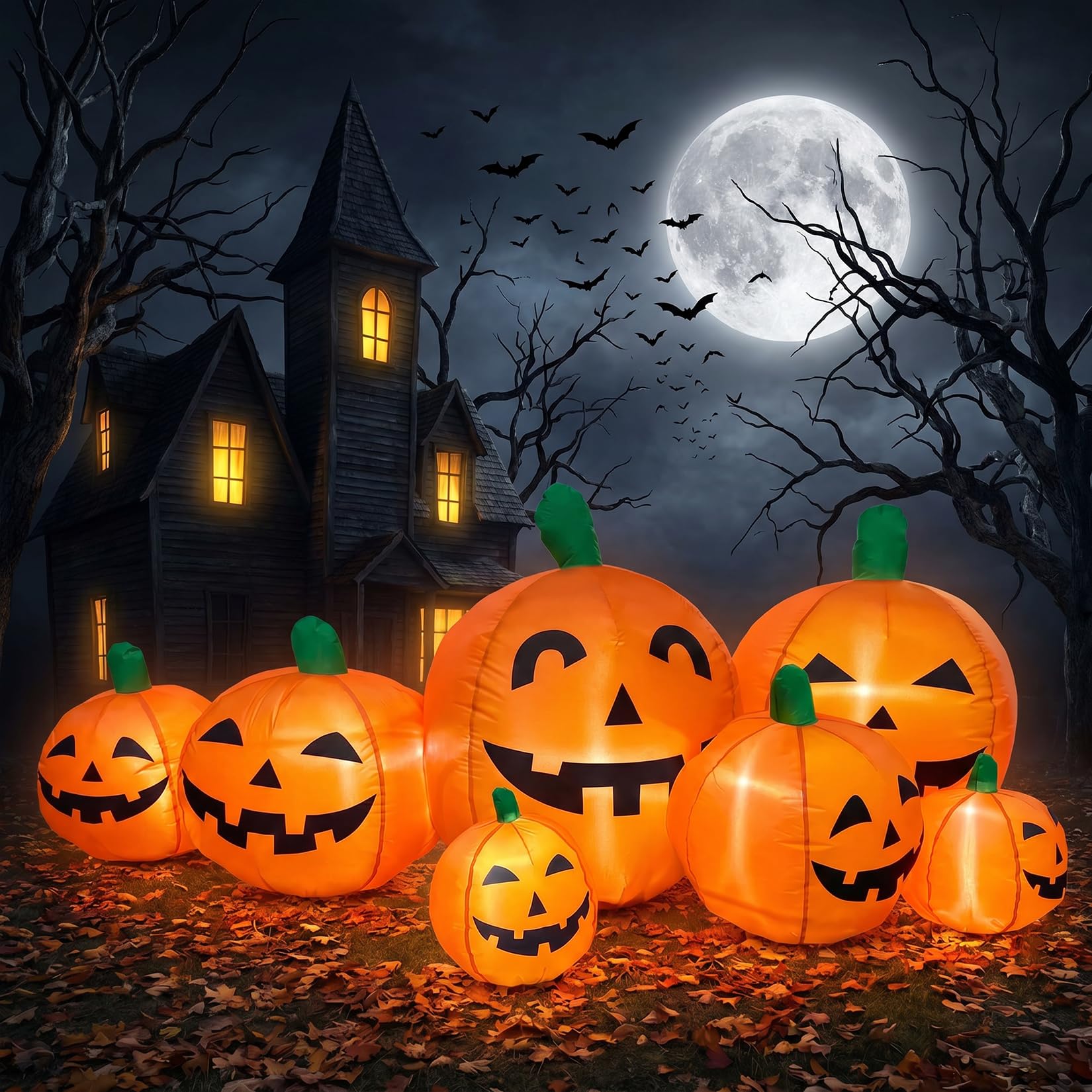 Halloween Pumpkin Decor Led - Calabaza inflable gigante de 7,5 pies