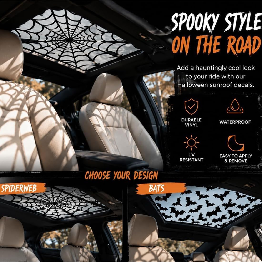 Pegatinas para el techo solar  - Spider Web Halloween Decoration reseña y precio