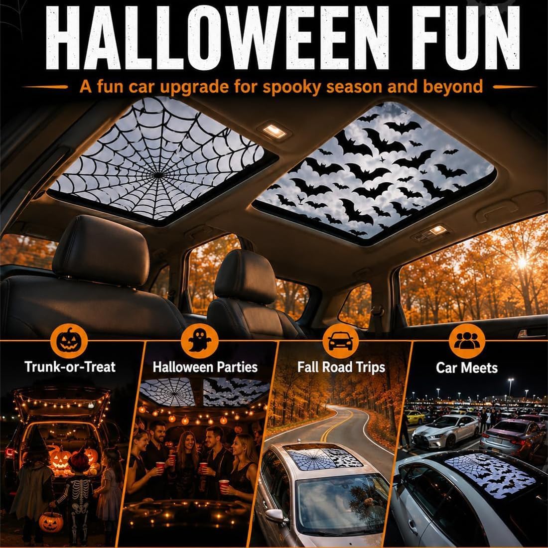 Pegatinas para el techo solar  - Spider Web Halloween Decoration reseña y precio