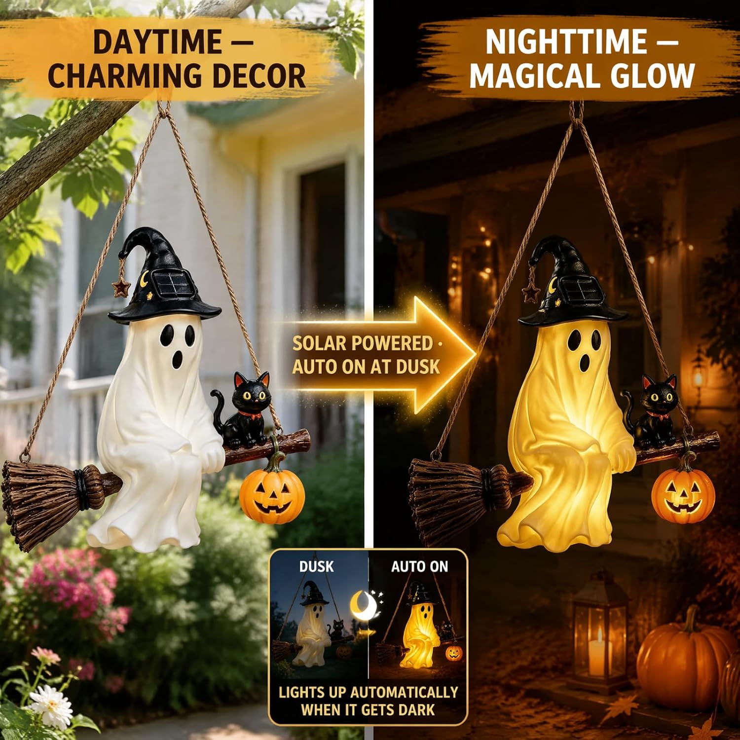 Lámpara de araña solar con for - Pumpkin Lantern Halloween reseña y precio