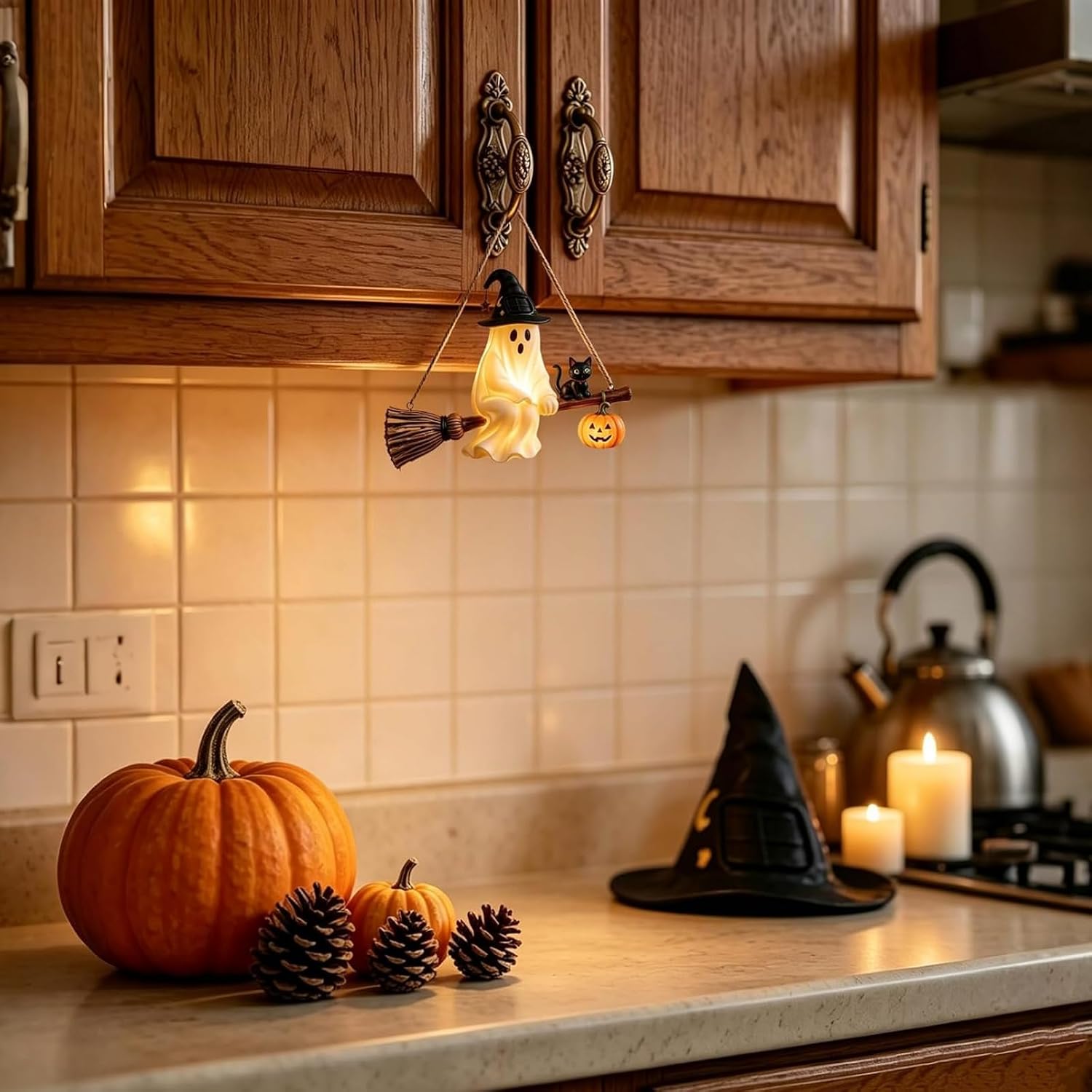 Lámpara de araña solar con for - Pumpkin Lantern Halloween reseña y precio