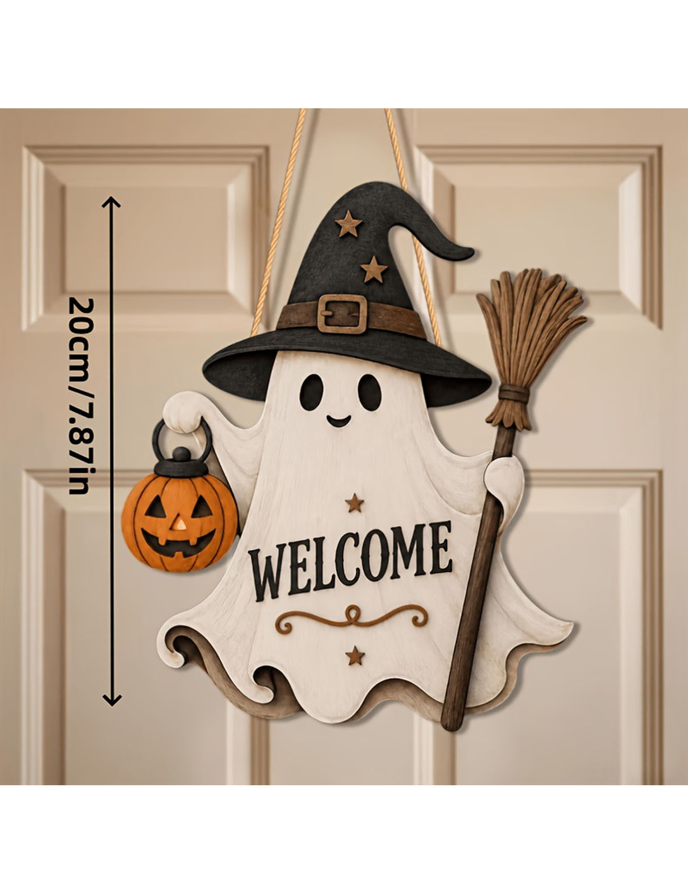 Placa de madera para puerta de - Pumpkin Lantern Halloween reseña y precio