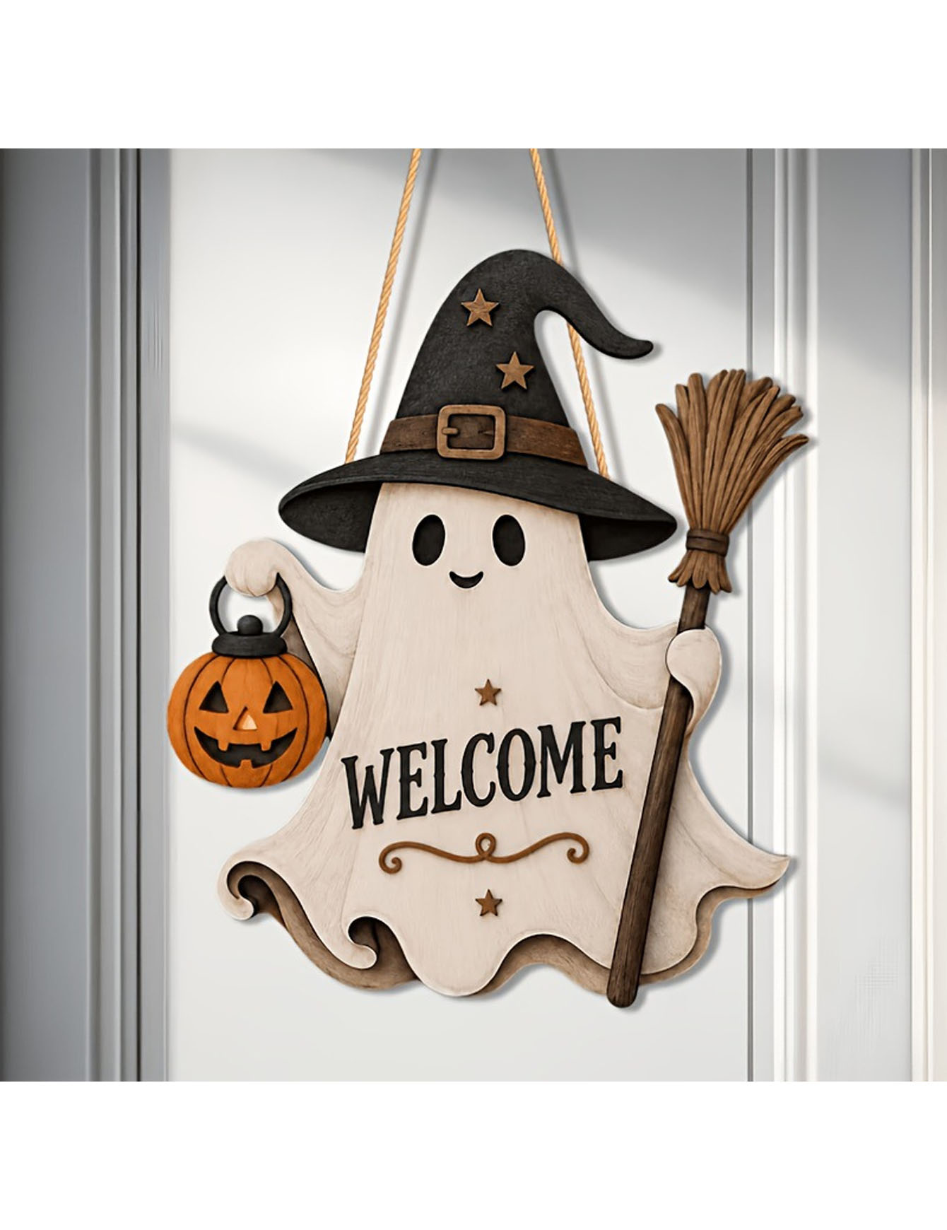 Placa de madera para puerta de - Pumpkin Lantern Halloween reseña y precio