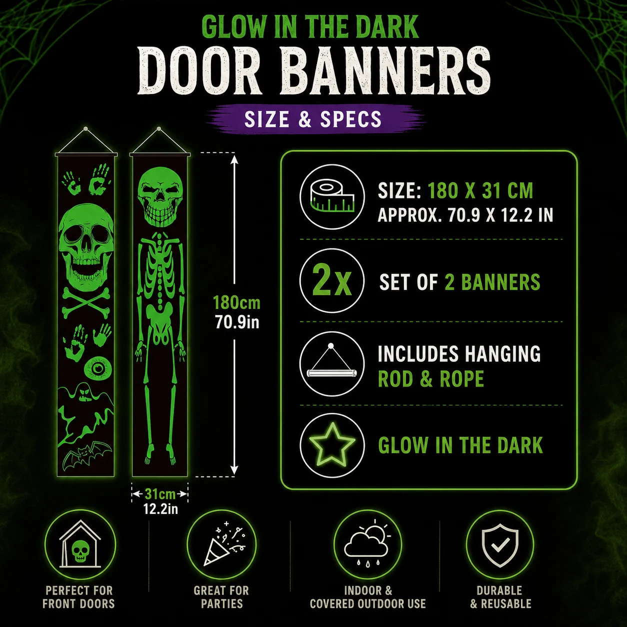 2 unidades de pancartas de Hal - Halloween Skeleton Decoration reseña y precio