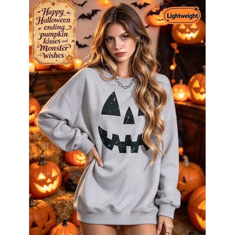 Sudadera de cuello redondo con - Pumpkin Lantern Halloween reseña y precio