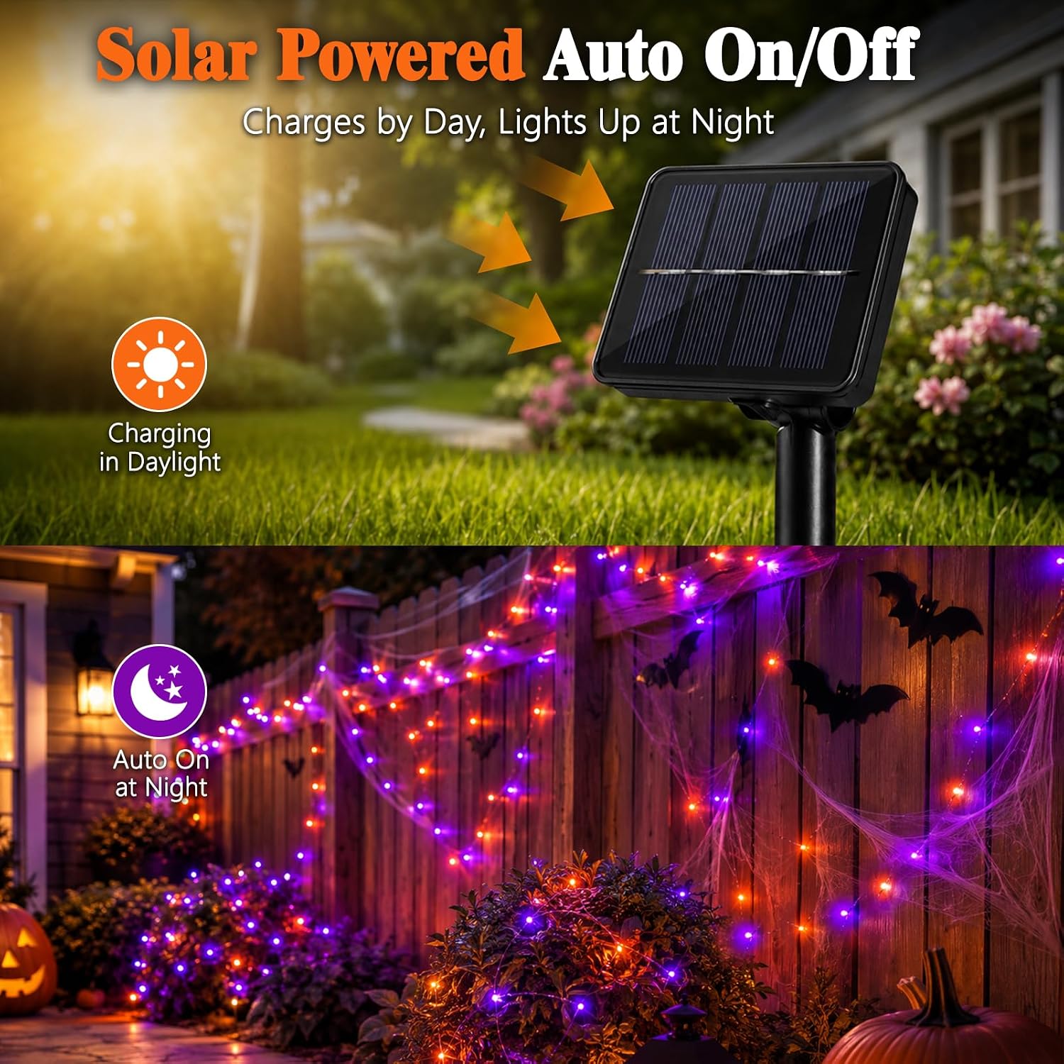 Luces Solares de Cadena de Ala - Halloween Led String Lights Orange reseña y precio