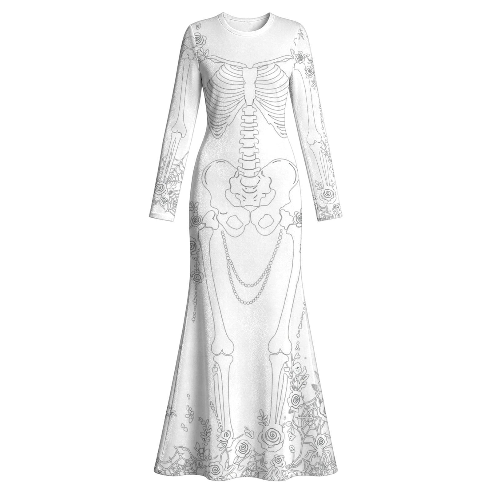 Vestido largo con estampado de - Halloween Skeleton Decoration reseña y precio