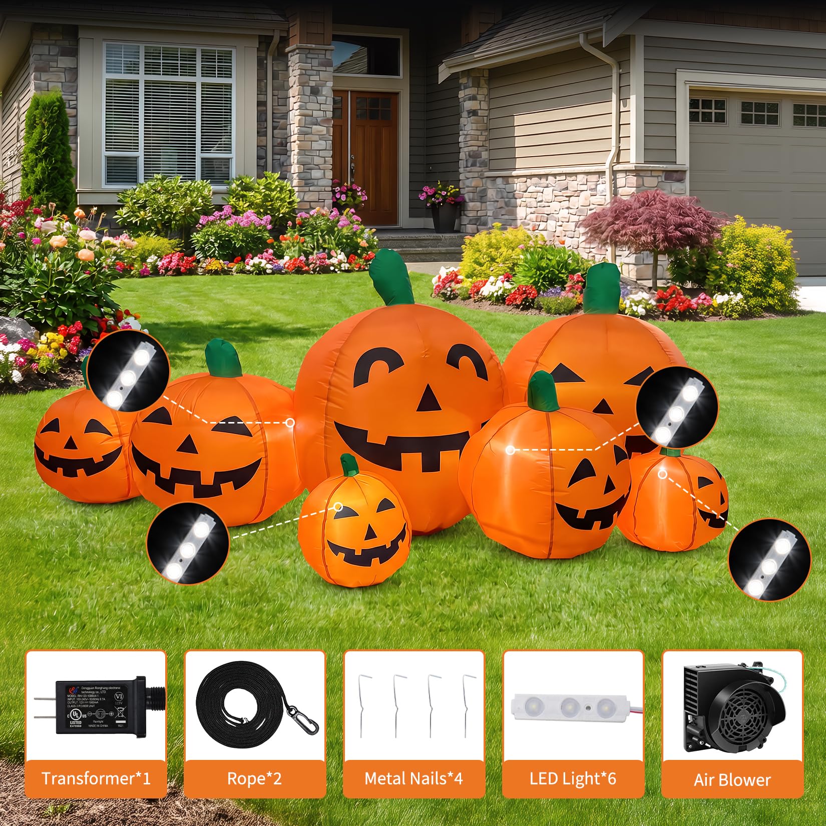 Calabaza inflable gigante de 7 - Halloween Pumpkin Decor Led reseña y precio